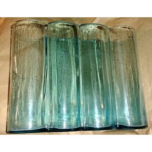 Alvar Aalto style (og?) semi-Savoy style 4 Vases in 1, Wave Blue Handblown Glass